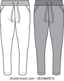 SWEAT PANTS FASHION FLAT SKETCHES Technical Drawings Teck Pack Illustrator Vector Template