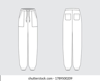 sweat pants, flat pattern, vector