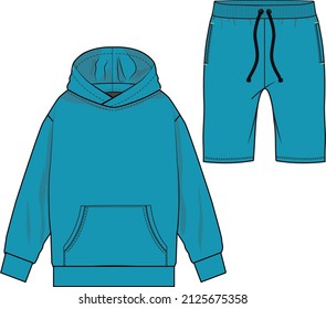Sweat Set Fashion Flat Template Vector Sketch