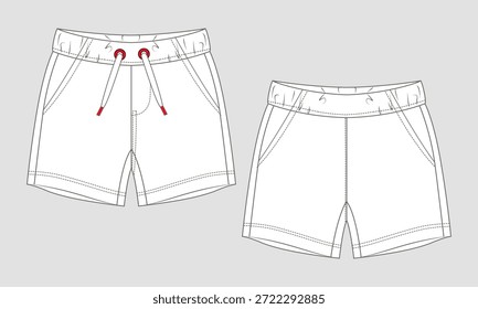 Calções suor calça desenho técnico moda esboço plano modelo ilustração para bebês meninos
