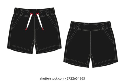 Calções suor pant vetor ilustração modelo de cor preta para meninos
