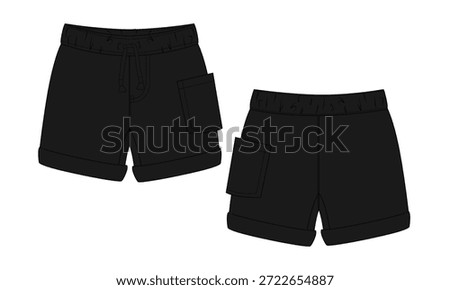 Sweat shorts pant vector illustration black color template for baby boys
