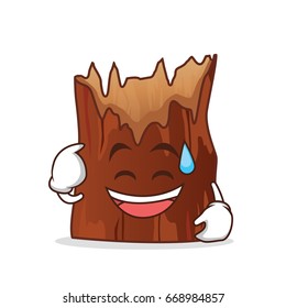 Sweat smile broken tree cartoon character vector illustration
