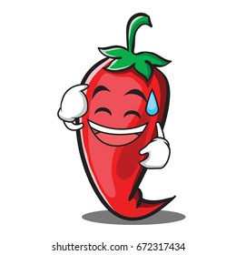 Sweat smile red chili character cartoon