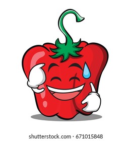 Sweat smile red pepper character cartoon vector illustration