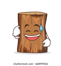 Sweat smile tree trunk character cartoon vector illustration