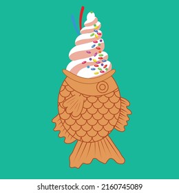 Sweat street style ice cream in fish - taiyaki.