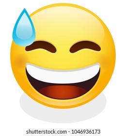 Sweat Tear Expression Emoji Smiley Face Vector Design Art