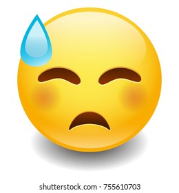 Sweat Tear Expression Emoji Smiley Face Vector Design Art