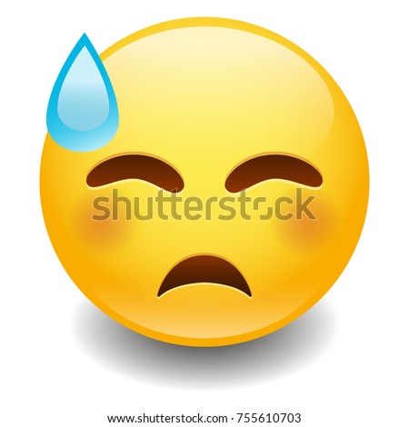 Sweat Tear Expression Emoji Smiley Face Vector Design Art