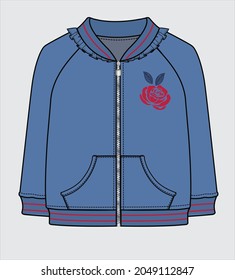 SWEAT TOP WITH FRONT ZIPPER FOR GIRLS