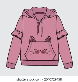 SWEAT TOPS WITH HOODIE FOR GIRLS