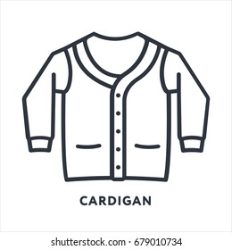 Sweater Cardigan Pullover Clothing Minimal Flat Line Outline Stroke Icon Pictogram