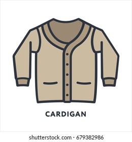 Sweater Cardigan Pullover Clothing Minimal Color Flat Line Outline Stroke Icon Pictogram
