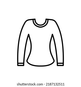 Sweater Clothes Vector Icon Outline Black. EPS 10. Womens Raglan Illustration... Flat Outline Sign.. Shop Online Concept. Females Item Of Clothing.... Apparel Store Symbol. Isolated On White