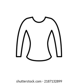 Sweater Clothes Vector Icon Outline Black. EPS 10. Womens Raglan Illustration... Flat Outline Sign.. Shop Online Concept. Females Item Of Clothing.... Apparel Store Symbol. Isolated On White