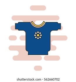 Sweater color thin line icon. Cloud background