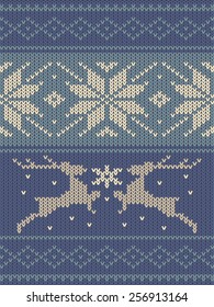 Sweater with deers in blue and yellow colors