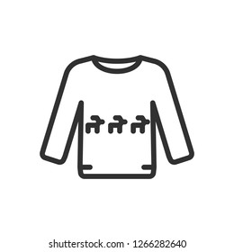 sweater with deers. linear icon. Line with editable stroke