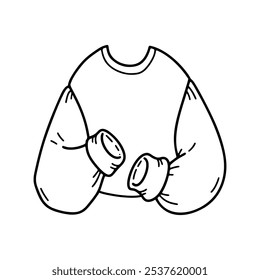 Sweater doodle icon. Cozy Autumn and winter element. Change of seasons Vector outline illustration.