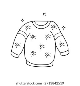 Icono de doodle de suéter con fondo blanco Vector Ilustración de stock