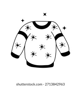 Icono de doodle de suéter con fondo blanco Vector Ilustración de stock