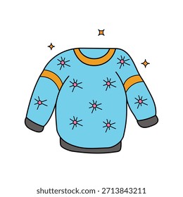 Icono de doodle de suéter con fondo blanco Vector Ilustración de stock