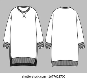 sweater dress  fashion flat sketch template