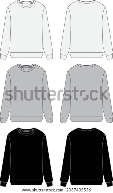 Sweater Editable Fashion Flat Templates Stock Vector (Royalty Free ...