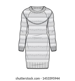 Sweater Fashion Flat Sketch Template Stock Vector (Royalty Free) 1453395944