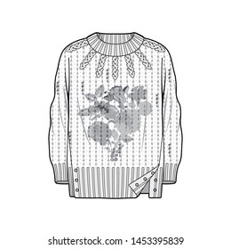 Sweater Fashion Flat Sketche Template