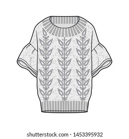 
Sweater fashion flat sketche template