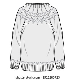 Sweater fashion flat sketche template