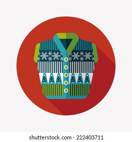 Sweater flat icon with long shadow, eps10