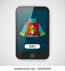 Sweater flat icon with long shadow, eps10