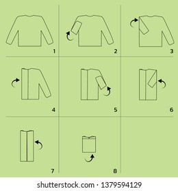 Sweater Folding Tutorial Sequence Cartoon Vector Illustration