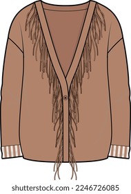 SWEATER WITH FRINGES FOR WOMEN AND GIRLS WINTER WEAR VECTOR ILLUSTRATION