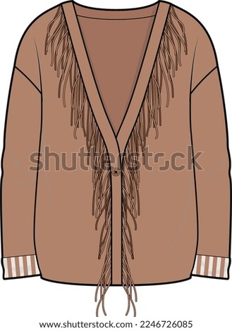 SWEATER WITH FRINGES FOR WOMEN AND GIRLS WINTER WEAR VECTOR ILLUSTRATION Stockfoto © 