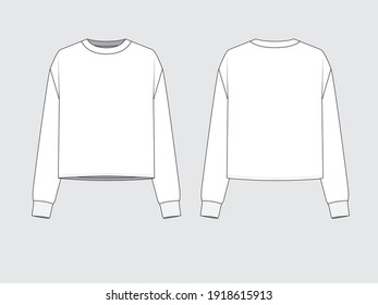 sweater, front and back, drawing technical flat sketches of garments with vector illustration.
