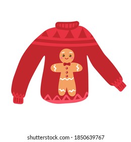 sweater with gingerdread man on the white background