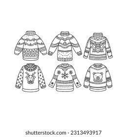 sweater handrawn doodle illustrations vector set