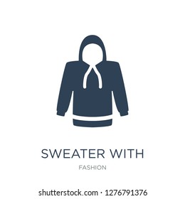 sweater with hood and pocket icon vector on white background, sweater with hood and pocket trendy filled icons from Fashion collection, sweater with hood and pocket vector illustration