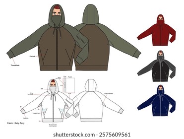 Sweater Hoodie With Buff Design Mockup Vector With Combo Colour and Description