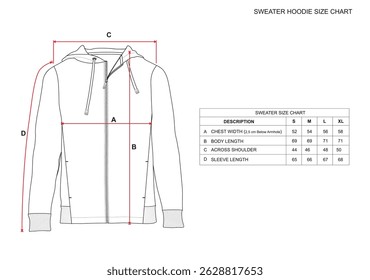 SWEATER HOODIE SIZE CHART MOCKUP