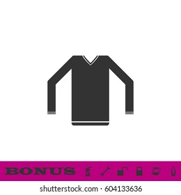 Sweater icon flat. Black pictogram on white background. Vector illustration symbol and bonus button