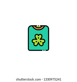 Sweater icon, flat design line art thin style. Saint Patrick's Day vector illustration