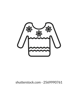 Sweater icon flat line symbol set.