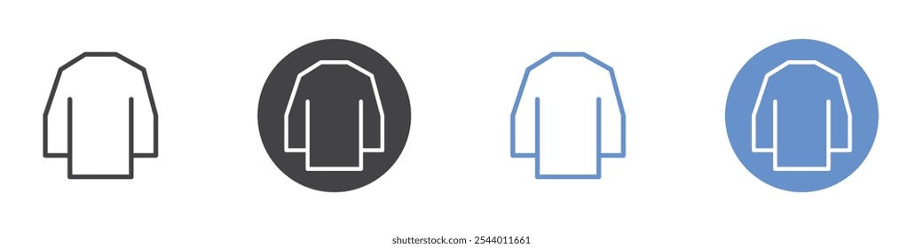 Sweater icon Flat set in black and white color