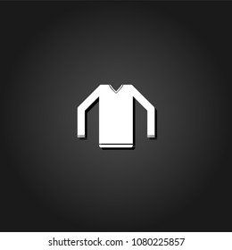 Sweater icon flat. Simple White pictogram on black background with shadow. Vector illustration symbol