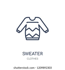 Sweater icon. Sweater linear symbol design from Clothes collection. Simple outline element vector illustration on white background.